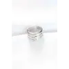 Silver Renk Ayarlanabilir Çizgili Bombe Yüzük 5886