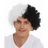 Siyah Beyaz Kıvırcık Afro Bonus Peruk Taraftar Bonus Saç