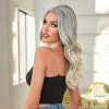Siyah Beyaz Platin Ombre ve Röfleli Tül Peruk