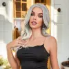 Siyah Beyaz Platin Ombre ve Röfleli Tül Peruk