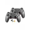 Siyah bluetooth bağlantılı 2.4g kablosuz gamepad 2 adet pc uyumlu 1 yıl garantili
