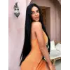 Siyah Ekstra Uzun Boy Tül Peruk
