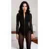 Siyah Fermuarlı Tül Babydoll Gecelik - Şık Romantik