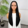 Siyah Fiber Sen Düz Tül Peruk