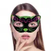 Siyah Kadife Kaplama Üzeri Pembe Yeşil Sim İşlemeli Kedi Maskesi 20x13 Cm Bx40