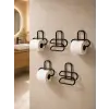 Siyah Metal Tuvalet Kağıdı Tutucu 5’li Set Yapışkanlı Duvar Tipi Banyo WC Askısı