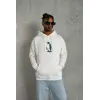 Erkek Survivor Penguin Baskılı 3 İplik Pamuklu Kapüşonlu Sweatshirt Hoodie Beyaz