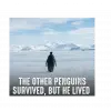 Erkek Survivor Penguin Baskılı 3 İplik Pamuklu Kapüşonlu Sweatshirt Hoodie Beyaz