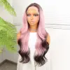 Siyah Pembe Ombre Fiber Sen Tül Peruk