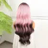 Siyah Pembe Ombre Fiber Sen Tül Peruk