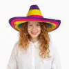 Sombrero Meksika Şapkası Renkli Örme Hasır Çocuk Boy