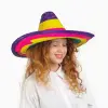 Sombrero Meksika Şapkası Renkli Örme Hasır Çuk Boy