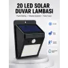 Su Geçirmez IP65 20 LED Solar Sensörlü Bahçe ve Veranda Aydınlatma Yeni Nesil