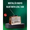 Taşınabilir Nostalji Radyo Bluetooth USB AUX Girişli