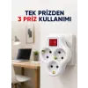 Tek Prizi 3’lü Yapan Anahtarlı Priz Adaptörü Topraklı Priz Çoğaltıcı