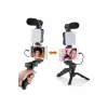 Telefon Tutucu Mikrofonlu Işıklı Youtuber Video Kayıt