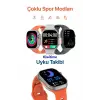 Titanyum Kasa Bluetooth Aramalı Akıllı Saat, Nabız ve Uyku Takibi Özellikli, Siyah Silikon Kordonlu