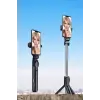 Tripod Kablosuz Bluetooth Bağlantılı Selfie Çubuğu 360 Derece Dönebilen
