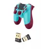 Turkuaz bluetooth bağlantılı Playstation 4 uyumlu kablosuz gamepad ve usb dongle seti