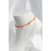 Turuncu Renk Boncuklu Papatya Motifli Halhal