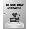 Üç Kameralı Araç DVR Full HD Gece Görüşlü ve 2 inç IPS Ekranlı