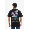 Erkek Kısa Kol Yazlık Tişört Bisiklet Yaka Baskılı Oversize T-Shirt - Siyah