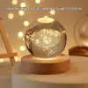 USB Bağlantılı Işıklı Kristal Küre Modern Ahşap Tabanlı Dekor