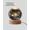 USB Bağlantılı Işıklı Kristal Küre Modern Ahşap Tabanlı Dekor