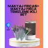 USB Şarjlı Makyaj Fırçası Temizleyici + Profesyonel Fırça Seti