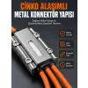USB Type-C, Lightning ve Micro USB Uyumlu 3ü 1 Arada Hızlı Şarj Kablosu