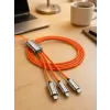 USB Type-C, Lightning ve Micro USB Uyumlu 3ü 1 Arada Hızlı Şarj Kablosu