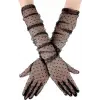 Uzun Boy Siyah Puantiyeli Siyah Renk Yetişkin Tül Eldiven 55 Cm