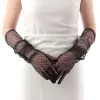 Uzun Boy Siyah Puantiyeli Siyah Renk Yetişkin Tül Eldiven 55 Cm Bx40
