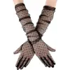 Uzun Boy Siyah Puantiyeli Siyah Renk Yetişkin Tül Eldiven 55 Cm Bx40
