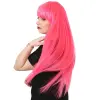 Uzun Kahküllü Fiber Sen Peruk / Neon Pembe