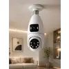 Wi-Fi Ampul Kamera Sistemi Gece Görüşlü Çift Lens