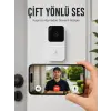 Wi-Fi Beyaz Görüntülü Kapı Zili  HD Kamera, Gece Görüşü ve Çift Yönlü Konuşma Özellikli