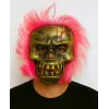 Wild Skull - Bakır Kafatası Pembe Saçlı İskelet Maske