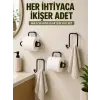 Yapışkanlı Banyo Düzenleme Seti 2 Rulo Tutucu 2 Havlu Askılığı 4 Parça