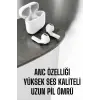 Yeni Nesil Pro Bluetooth Kulaklık Uzun Pil Ömrü Beyaz