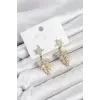 Yıldız Model Gold Renk Zirkon Taşlı Küpe