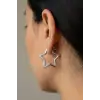 Yıldız Model Zirkon Taşlı Gümüş Renk Kadın Küpe
