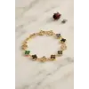 Yonca Model Karışık Renk Zirkon Taşlı Kadın Bileklik