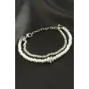 Yonca Şerit Taşlı İnci Bileklik