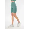 Yüksek Bel Biker Sporcu Şort - Mint Yeşili