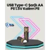 Yüksek Performanslı AA USB Şarjlı Lityum Pil | 1.5V Sabit Güç | 2’li Paket
