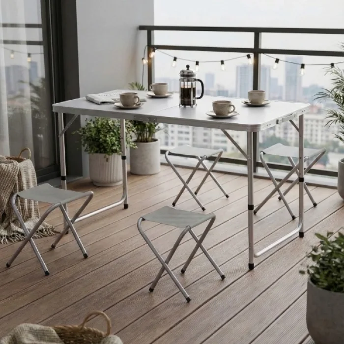 4 Sandalyeli Katlanabilir Masa Seti