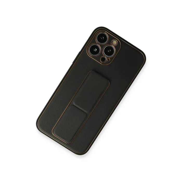iPhone 13 Pro Max Kılıf Coco Deri Standlı Kapak - Siyah-(5796) - EMTHBA5433-7723