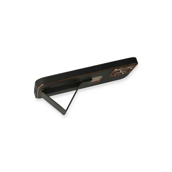 iPhone 13 Pro Max Kılıf Coco Deri Standlı Kapak - Siyah-(5796) - EMTHBA5433-7723