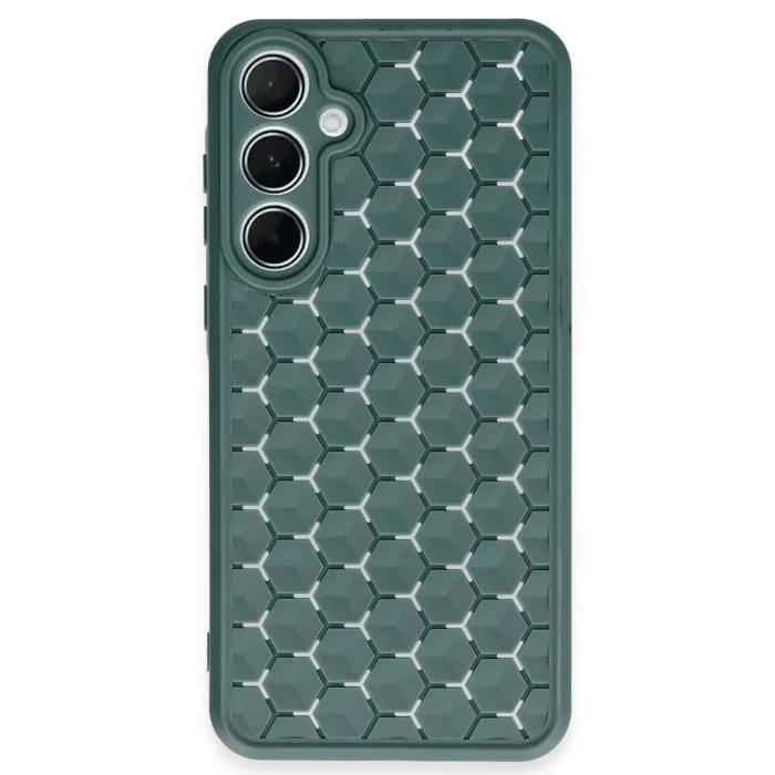 Samsung Galaxy A15 4G Kılıf Petek Silikon Kapak - Koyu Yeşil-(5796) - MYG1352-1025